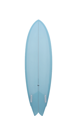 Shapers-Club- Une planche de surf bleu clair sur fond blanc. -surfshop-surfboard