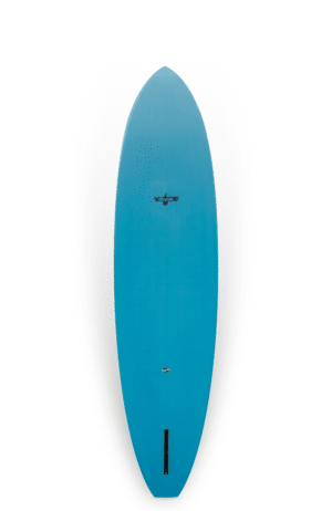 Shapers-Club- Une planche de surf Joel Fitzgerald - ML 42 7'7 sur fond blanc.