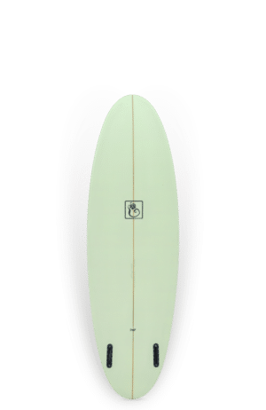 Shapers-Club- Une planche de surf Beau Young - Quokka 5'10 avec un design noir et blanc sur fond blanc.