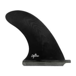 Shapers-Club- Il s'agit d'une image d'un aileron de planche de surf noir en fibre de carbone avec le logo de la marque. -surfshop-surfboard