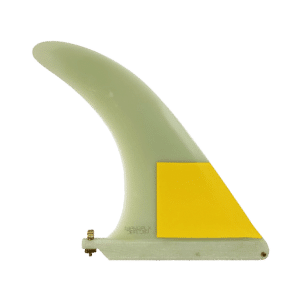 Shapers-Club- Aileron de planche de surf vert avec une base carrée jaune sur fond transparent. -surfshop-surfboard