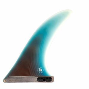 Shapers-Club- Thomas Surfboards FCS II fin with turquoise, brown and white gradient. Its FCS II base ensures easy mounting and enhances your board's performance and style. -surfshop-surfboard