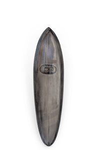 Shapers-Club- A dark-finish wooden canoe, measuring 6'8" x 21 1/4" x 2 3/4", is centered on a white background. Its interior and gentle curves are visible, showcasing craftsmanship similar to the PDX Twin's design. -surfshop-surfboard